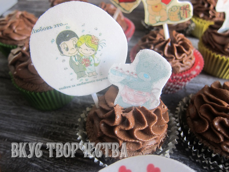 капкейки с топперами из вафельной бумаги капкейки с топперами из вафельной бумаги