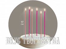 Свечи "Happy", розовый с металликом, 6шт., 17см