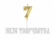 Свеча в торт на шпажке «Алмаз», цифра "7", золото, 5см