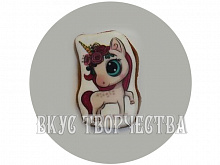 Единорожка с цветами пряник ручной работы ( фотопечать)