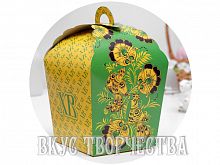 Пасхальная коробочка "ХВ", зеленая хохлома 17*17*26см