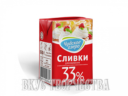 (М) Сливки животные "Чудское озеро", 33% 0,2л (М) Сливки животные "Чудское озеро", 33% 0,2л