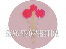 Круглый розовый леденец из изомальта